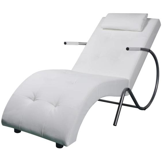 Chaise longue avec oreiller Blanc Similicuir