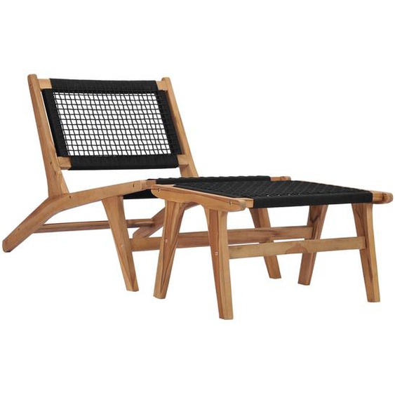 Chaise longue avec repose-pied Bois de teck solide et corde