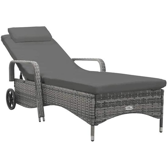 Chaise longue avec roues Résine tressée Anthracite