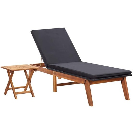 Chaise longue avec table Résine tressée et bois dacacia massif
