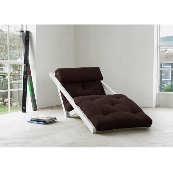 Chaise longue convertible blanche FIGO futon marron couchage 70*200cm