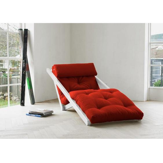 Chaise longue convertible blanche FIGO futon rouge couchage 70*200cm