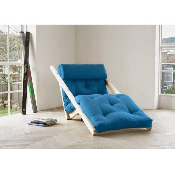 Chaise longue convertible style scandinave FIGO futon bleu azur couchage 70*200cm