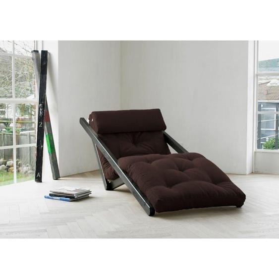 Chaise longue convertible wengé FIGO futon marron couchage 70*200cm