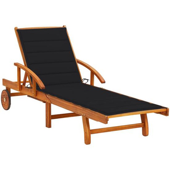 Chaise longue de jardin avec coussin Bois dacacia solide