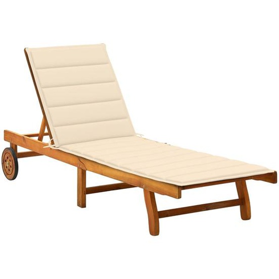 Chaise longue de jardin avec coussin Bois dacacia solide