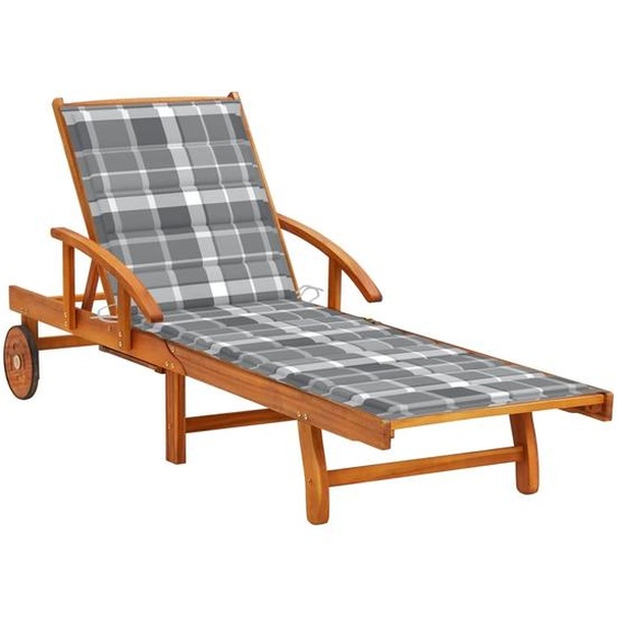 Chaise longue de jardin avec coussin Bois dacacia solide