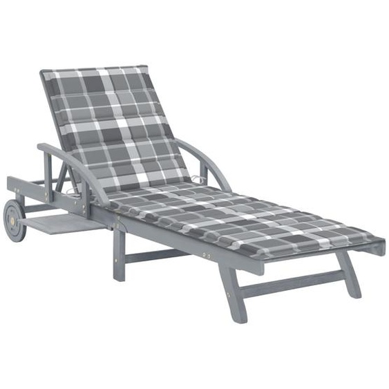 Chaise longue de jardin avec coussin Bois dacacia solide