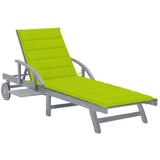Chaise longue de jardin avec coussin Bois dacacia solide