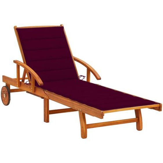 Chaise longue de jardin avec coussin Bois dacacia solide