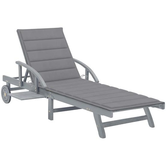 Chaise longue de jardin avec coussin Bois dacacia solide