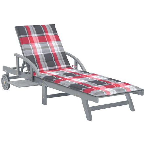 Chaise longue de jardin avec coussin Bois dacacia solide