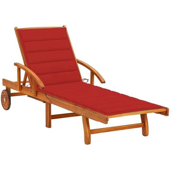 Chaise longue de jardin avec coussin Bois dacacia solide