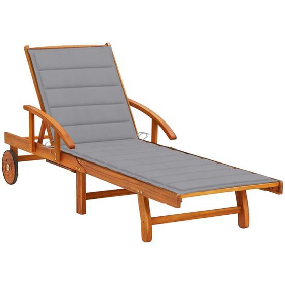 Chaise longue de jardin avec coussin Bois dacacia solide