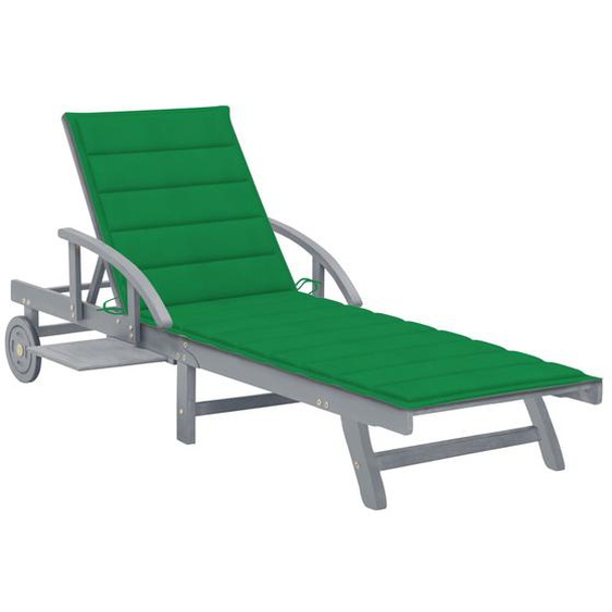 Chaise longue de jardin avec coussin Bois dacacia solide