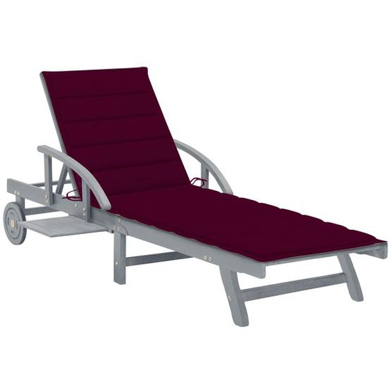 Chaise longue de jardin avec coussin Bois dacacia solide