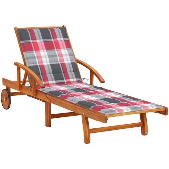 Chaise longue de jardin avec coussin Bois dacacia solide