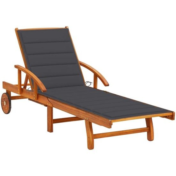 Chaise longue de jardin avec coussin Bois dacacia solide