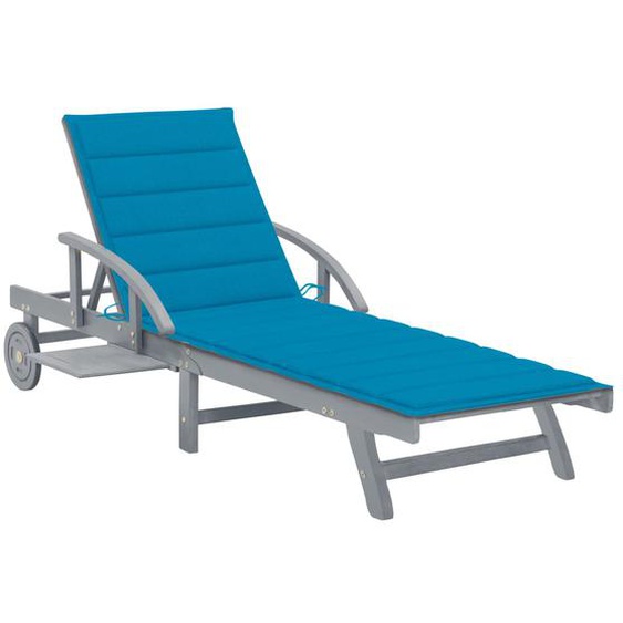Chaise longue de jardin avec coussin Bois dacacia solide