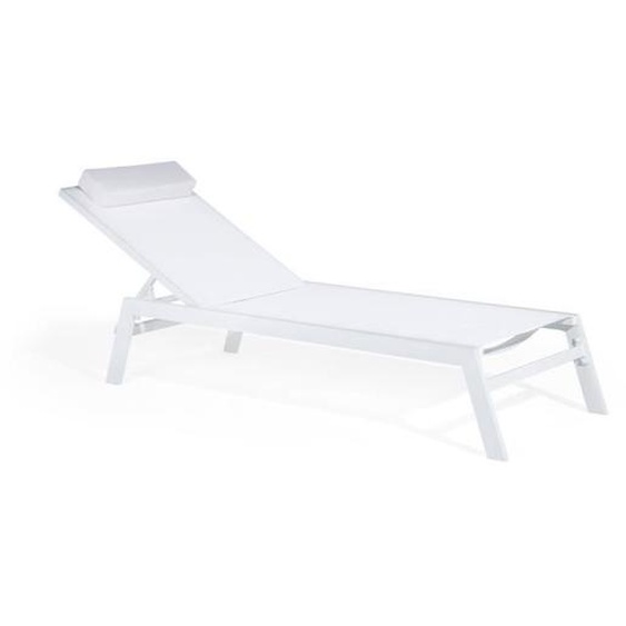 Chaise longue de jardin en aluminium blanche CATANIA II - BELIANI - Pliant - Extérieur - Design