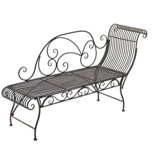 Chaise Longue de Jardin Fer Forgé Couleur Bronze - Banc avec Récamière - Banquette Style Romantique - Banc Fer Extérieur