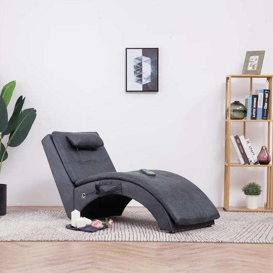 Chaise longue de massage avec oreiller Gris Similicuir daim