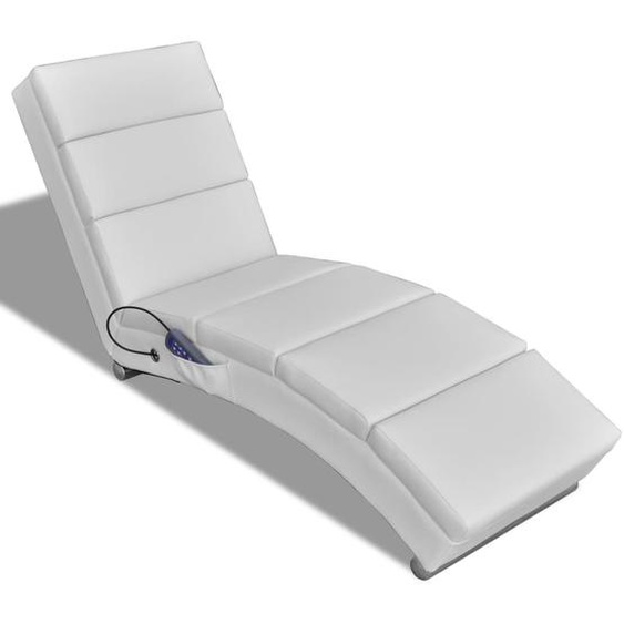 Chaise longue de massage Blanc Similicuir