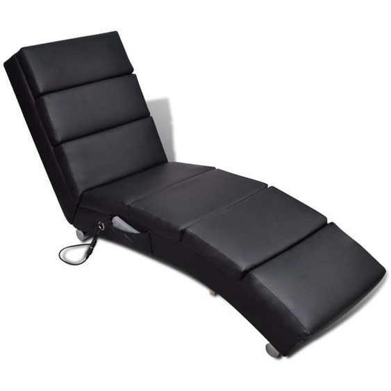 Chaise longue de massage Noir Similicuir
