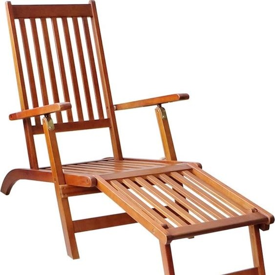 Chaise longue dextérieur repose-pied et coussin Acacia solide