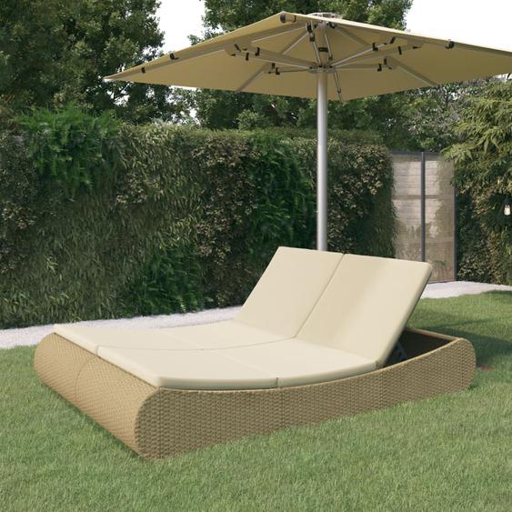 Chaise longue dextérieur Résine tressée Beige