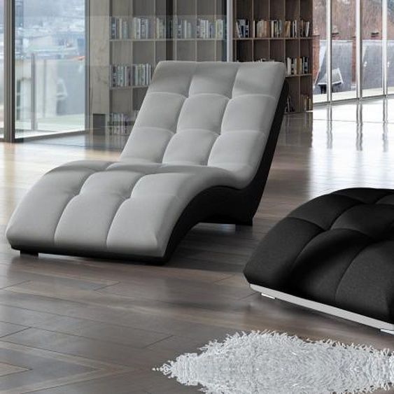Chaise longue fauteuil relax tissu simili cuir - Kan - Assise Gri