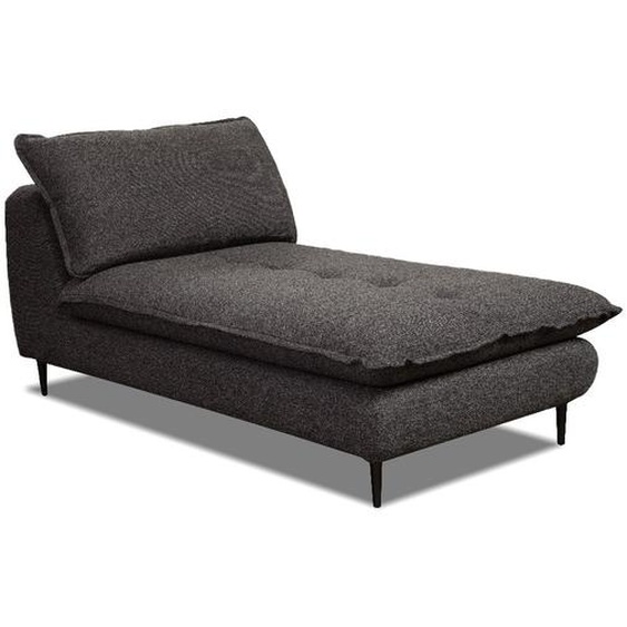 Chaise longue méridienne coffre LISBONNE tissu tweed anthracite chiné