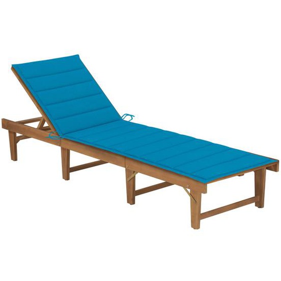 Chaise longue pliable avec coussin Bois dacacia solide