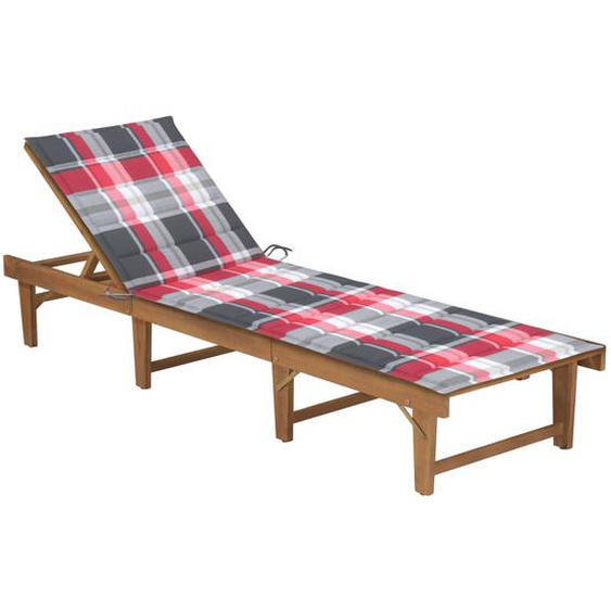 Chaise longue pliable avec coussin Bois dacacia solide