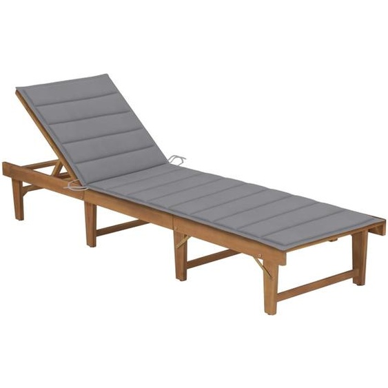 Chaise longue pliable avec coussin Bois dacacia solide