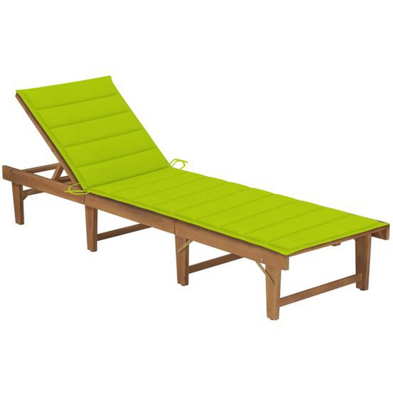Chaise longue pliable avec coussin Bois dacacia solide