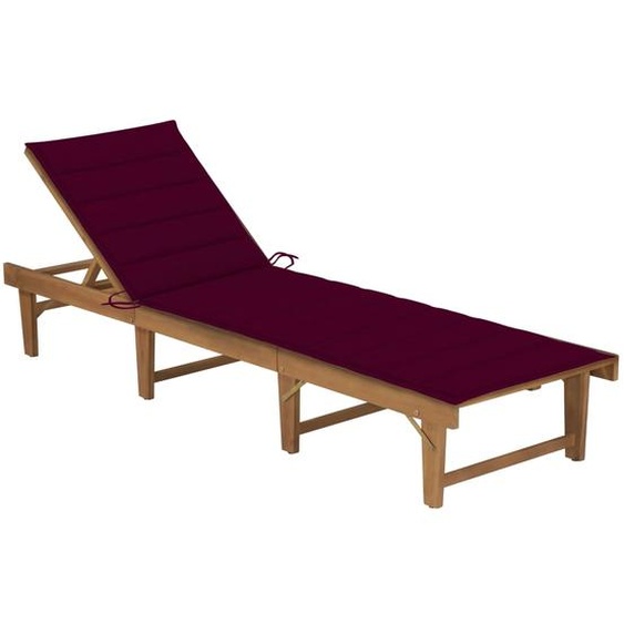 Chaise longue pliable avec coussin Bois dacacia solide