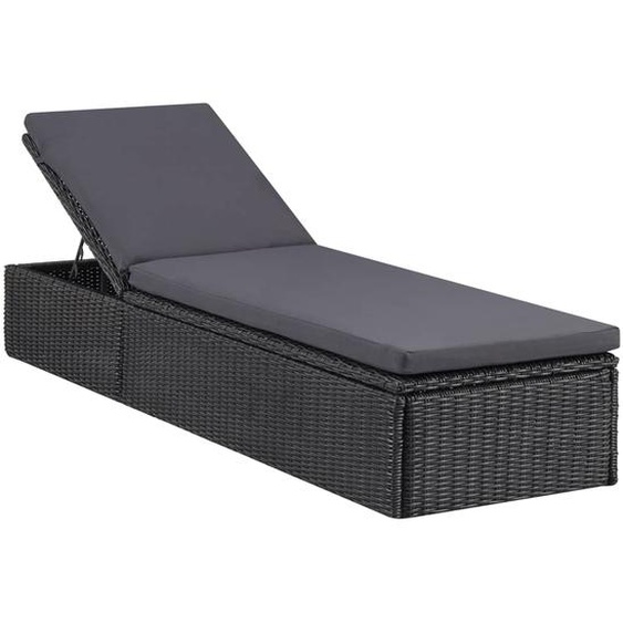 Chaise longue Résine tressée Noir et gris foncé