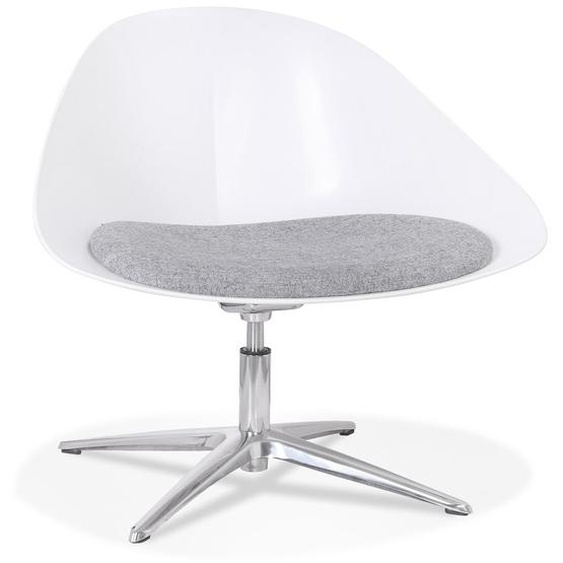 Chaise lounge design DAPHNE en matière plastique blanche et tissu gris