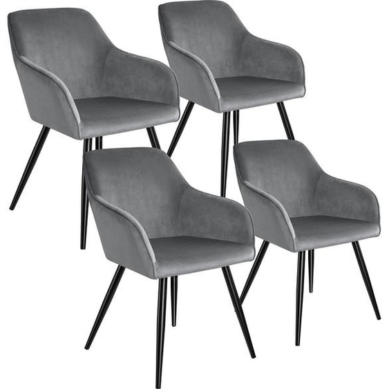 Chaise MARILYN Effet Velours Style Scandinave - gris/noir, Lot de 4