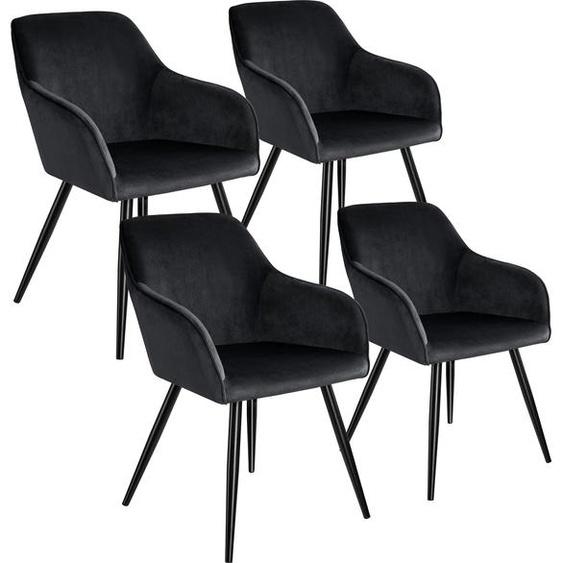 Chaise MARILYN Effet Velours Style Scandinave - noir, Lot de 4