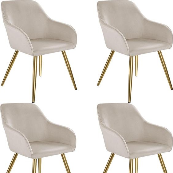 Chaise MARILYN Effet velours style scandinave - taupe/or, Lot de 4