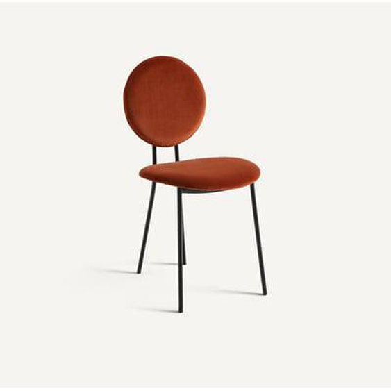 Chaise médaillon en métal acier et velours, Rossy