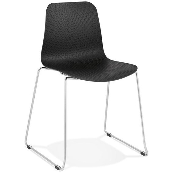 Chaise moderne EXPO noire avec pieds en métal chromé