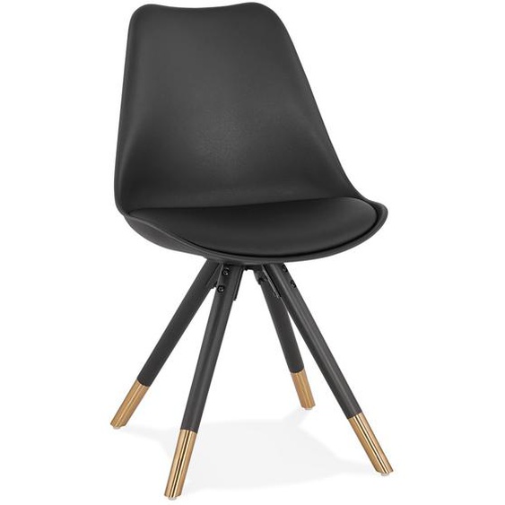 Chaise noire RADIO avec pieds design finition dorée