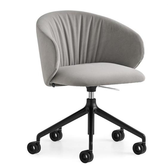 Chaise pivotant 360 TUKA SOFT structure aluminium assise tapissé sable