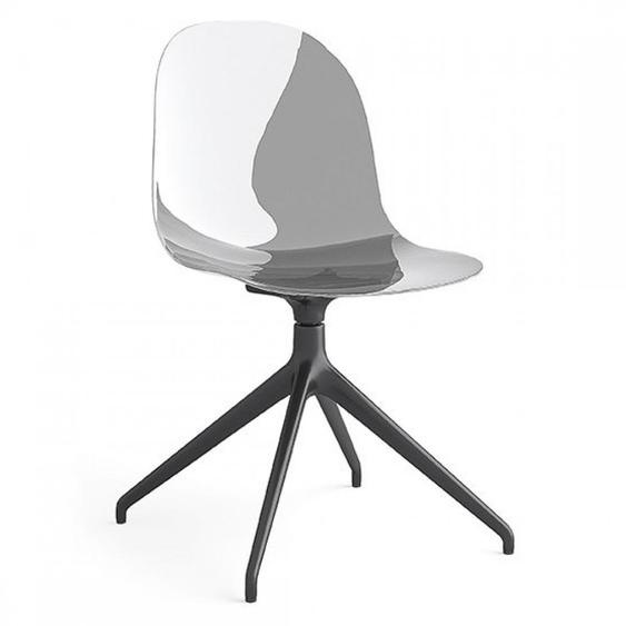 Chaise pivotant  ACADEMY 180 pieds aluminium assise plastique gris transparent