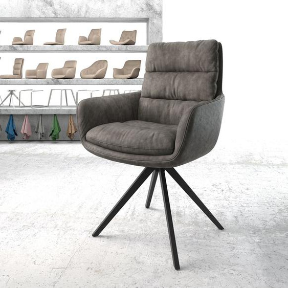 Chaise-pivotante Abelia-Flex avec accoudoirs anthracite vintage cadre croisé angulaire noir pivote sur 180°, Chaises de salle à manger