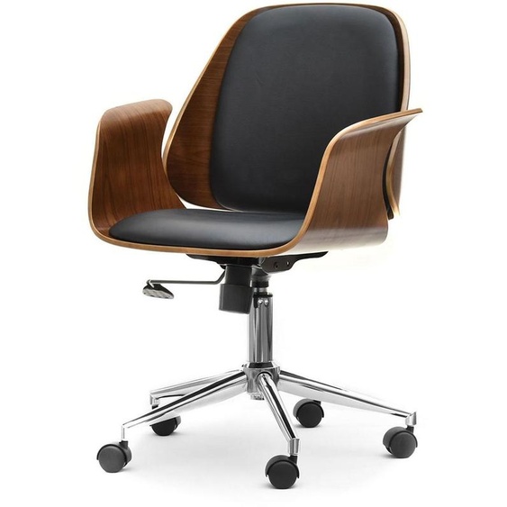 Chaise pivotante DAROLIN - noyer / noir / chrome