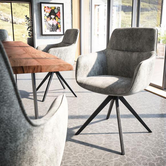 Chaise-pivotante Pejo-Flex gris antique cadre croisé angulaire noir pivote sur 180°, Chaises de salle à manger
